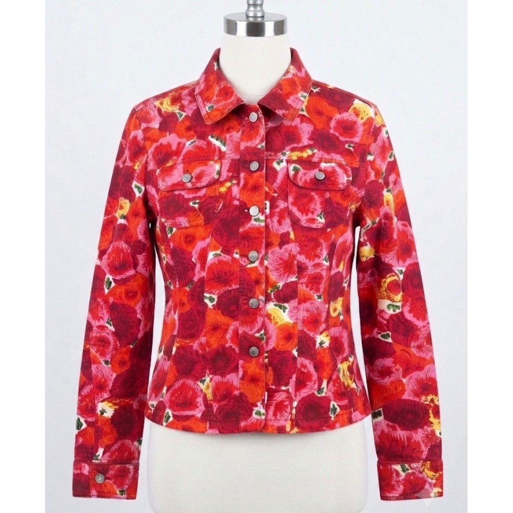 LAL Floral Denim Jacket M Dopamine Dressing Whimsigoth Maximalist Y2K Retro